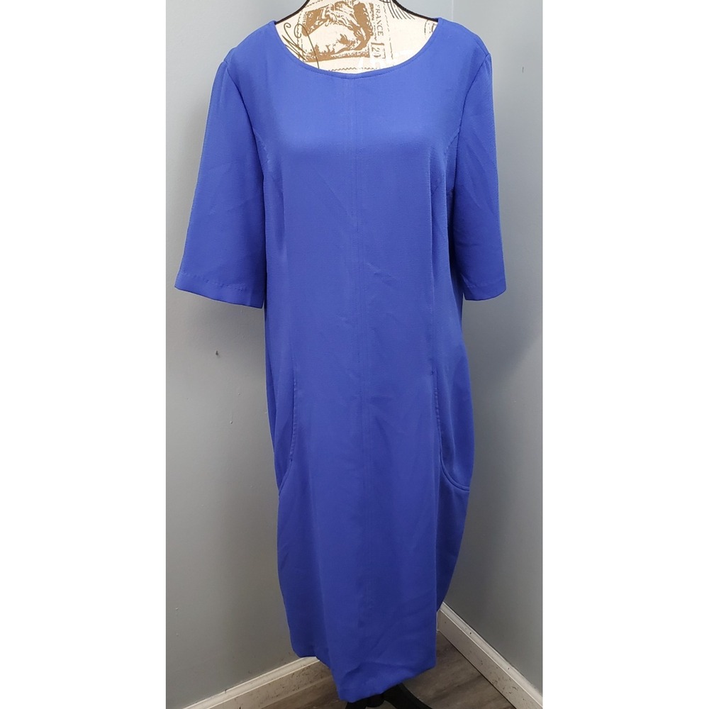 Chadwicks of Boston Shift Dress Womens 18T Blue Side Pockets Lined Back Zip